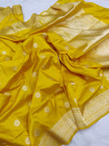 Yellow Colour Pure Katan Silk Handwoven Banarasi Saree