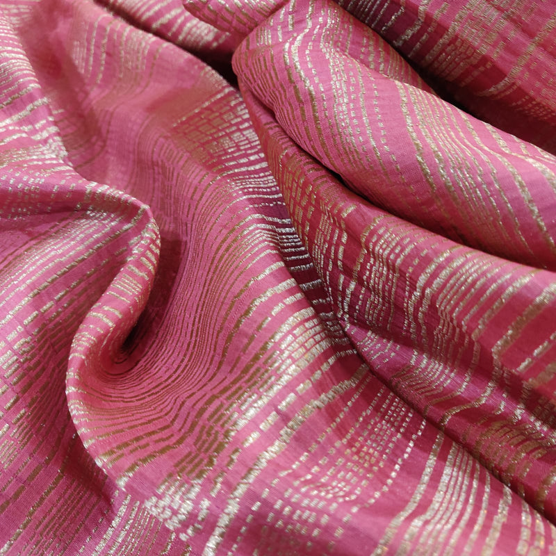 Pink colour Pure Katan Silk Banarasi Fabric