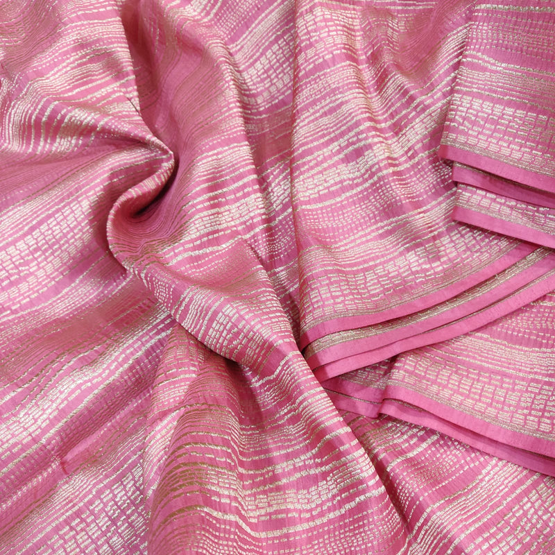 Pink colour Pure Katan Silk Banarasi Fabric