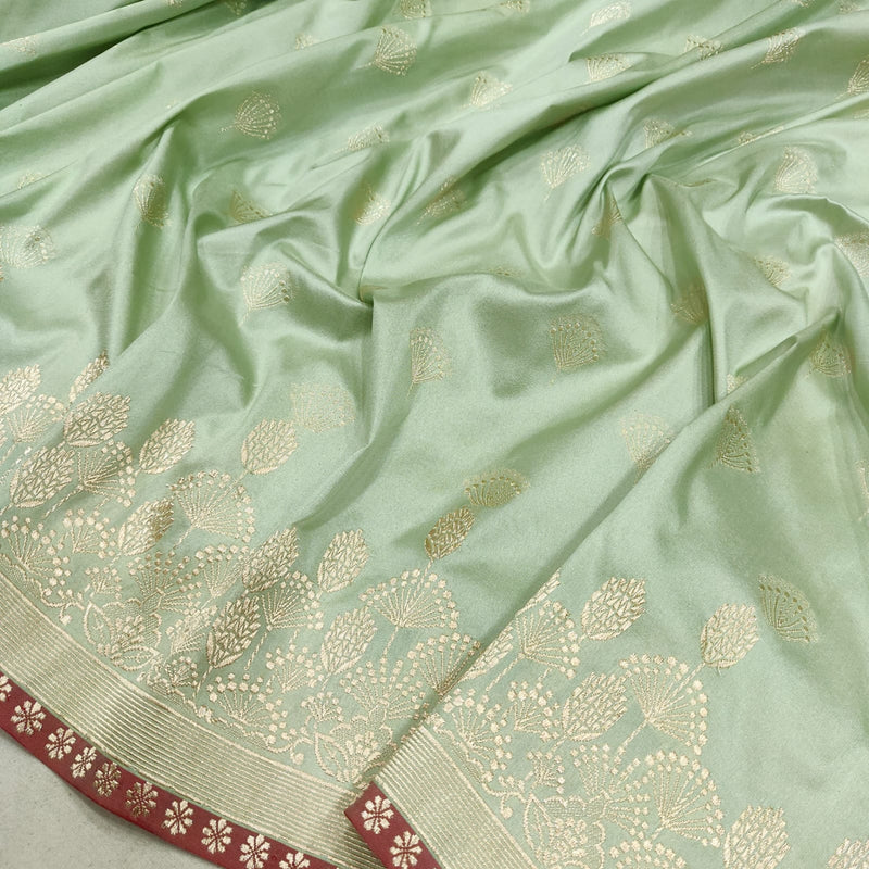 Pastel Colour Pure Katan Silk Handwoven Banarasi Saree