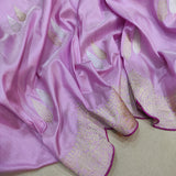 Lavender Color Katan Silk Handwoven Banarasi Saree