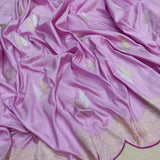 Lavender Color Katan Silk Handwoven Banarasi Saree