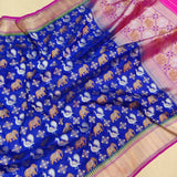 Blue Colour Pure Katan Silk Handwoven Banarasi Saree