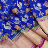 Blue Colour Pure Katan Silk Handwoven Banarasi Saree