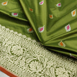 Mehandi Green Colour Katan Silk Handwoven Banarasi Saree