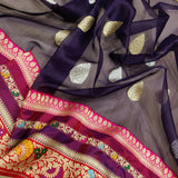 Purple Color Kora Silk Handwoven Banarasi Saree