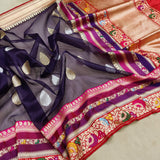 Purple Color Kora Silk Handwoven Banarasi Saree