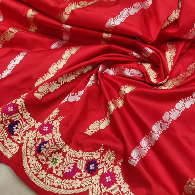 Red Colour Pure Katan Silk Handwoven Banarasi Saree