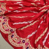 Red Colour Pure Katan Silk Handwoven Banarasi Saree