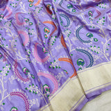 Lavender Colour Pure Katan Silk Handwoven Banarasi Saree