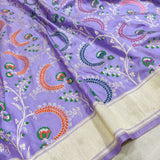 Lavender Colour Pure Katan Silk Handwoven Banarasi Saree