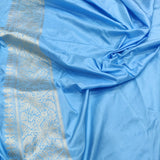 Sky Blue Pure Katan Silk Handwoven Banarasi Jungla Saree