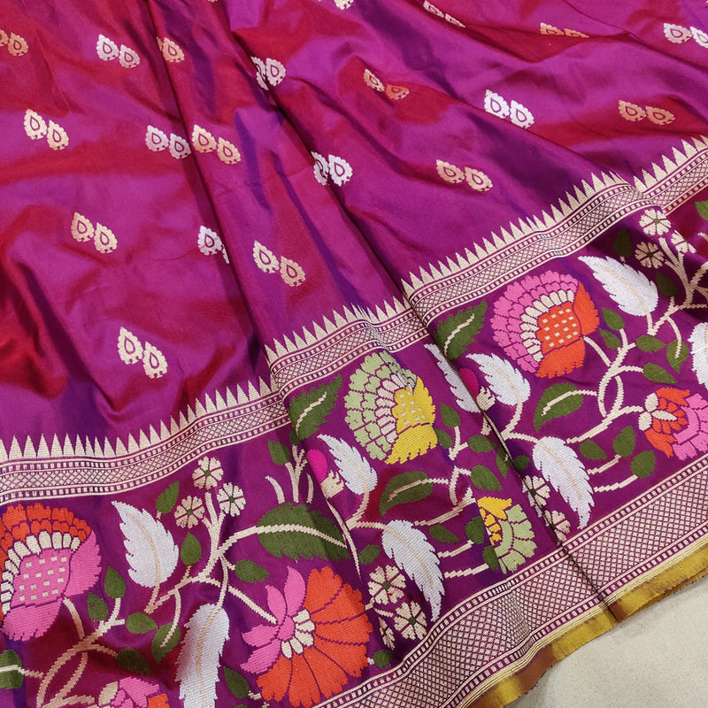 Dual Shade Pure Katan Silk Handwoven Banarasi Saree