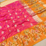 Pink Colour Pure Katan Silk Handwoven Banarasi Saree