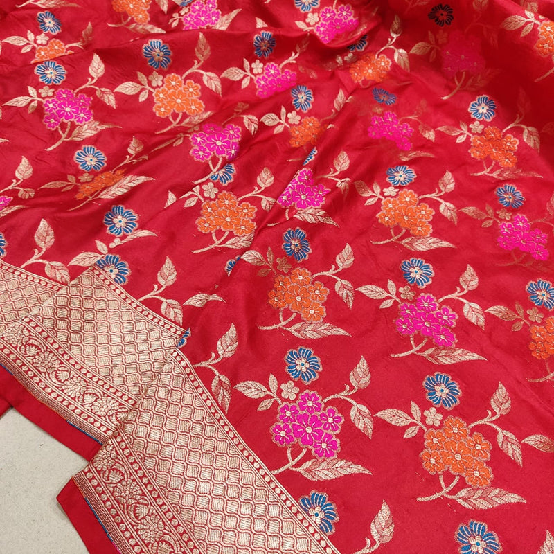 Red Color Pure Katan Silk Handwoven Banarasi Saree