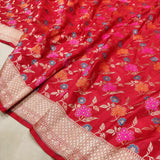 Red Color Pure Katan Silk Handwoven Banarasi Saree