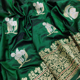 Bottle Green Colour Katan Silk Handwoven Banarasi Saree