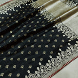 Black Color Pure Katan Silk Handwoven Banarasi Saree