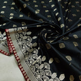 Black Color Pure Katan Silk Handwoven Banarasi Saree