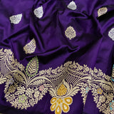 Purple Colour Pure Katan Silk Handwoven Banarasi Saree