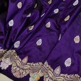 Purple Colour Pure Katan Silk Handwoven Banarasi Saree