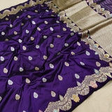 Purple Colour Pure Katan Silk Handwoven Banarasi Saree