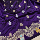 Purple Colour Pure Katan Silk Handwoven Banarasi Saree