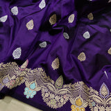 Purple Colour Pure Katan Silk Handwoven Banarasi Saree