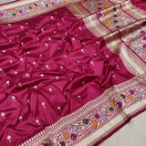 Magenta Colour Pure Katan Silk Handwoven Banarasi Saree