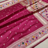 Magenta Colour Pure Katan Silk Handwoven Banarasi Saree