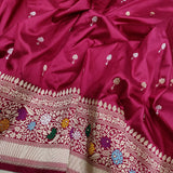 Magenta Colour Pure Katan Silk Handwoven Banarasi Saree