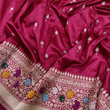 Magenta Colour Pure Katan Silk Handwoven Banarasi Saree