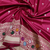 Magenta Colour Pure Katan Silk Handwoven Banarasi Saree