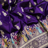 Purple Colour Katan Silk Handwoven Banarasi Saree