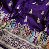 Purple Colour Katan Silk Handwoven Banarasi Saree