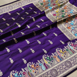 Purple Colour Katan Silk Handwoven Banarasi Saree