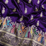 Purple Colour Katan Silk Handwoven Banarasi Saree