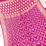 Pink Colour Banarasi Handwoven Bandhani Saree