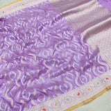 Lavender Color Pure Katan Silk Handwoven Banarasi Saree