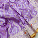 Lavender Color Pure Katan Silk Handwoven Banarasi Saree