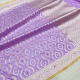 Lavender Color Pure Katan Silk Handwoven Banarasi Saree