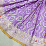 Lavender Color Pure Katan Silk Handwoven Banarasi Saree