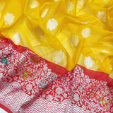 Yellow Colour Pure Kora Silk Handwoven Banarasi Saree