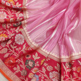 Pink Colour Pure Kora Silk Handwoven Banarasi Saree