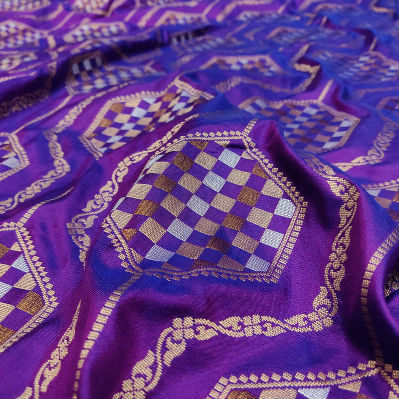 Purple Color Pure Katan Silk Handwoven Banarasi Saree