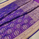 Purple Color Pure Katan Silk Handwoven Banarasi Saree