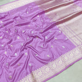 Lavender Color Pure Katan Silk Handwoven Banarasi Saree