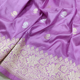 Lavender Color Pure Katan Silk Handwoven Banarasi Saree