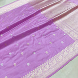 Lavender Color Pure Katan Silk Handwoven Banarasi Saree