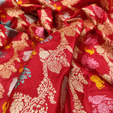 Red Colour Pure Katan Silk Handwoven Banarasi Jungla Saree